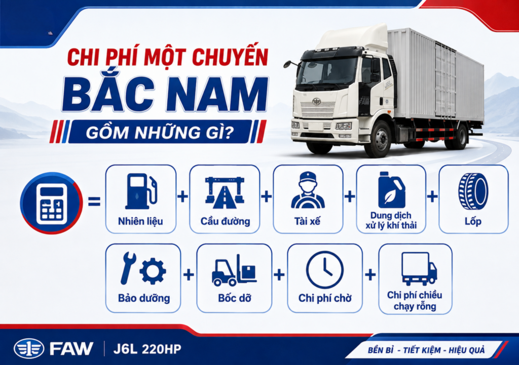 cách tính chi phí chạy xe tải Bắc Nam FAW J6L