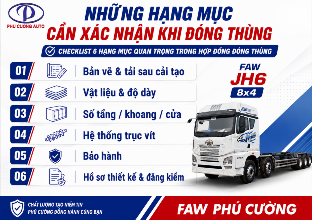 checklist hợp đồng đóng thùng FAW JH6