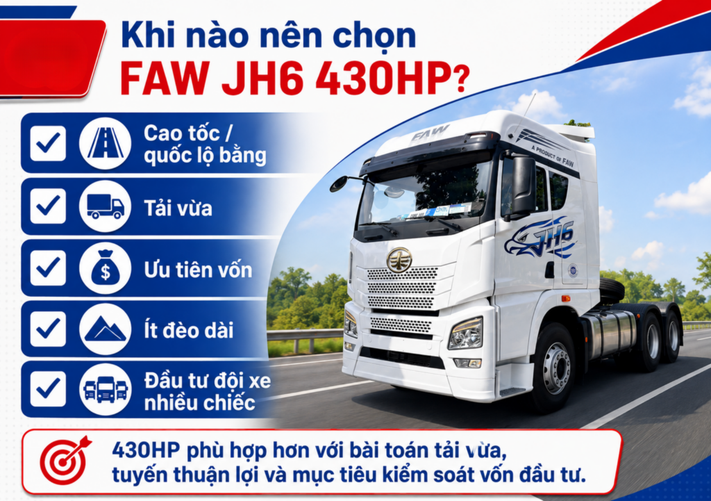 trường hợp nên chọn đầu kéo FAW JH6 430HP