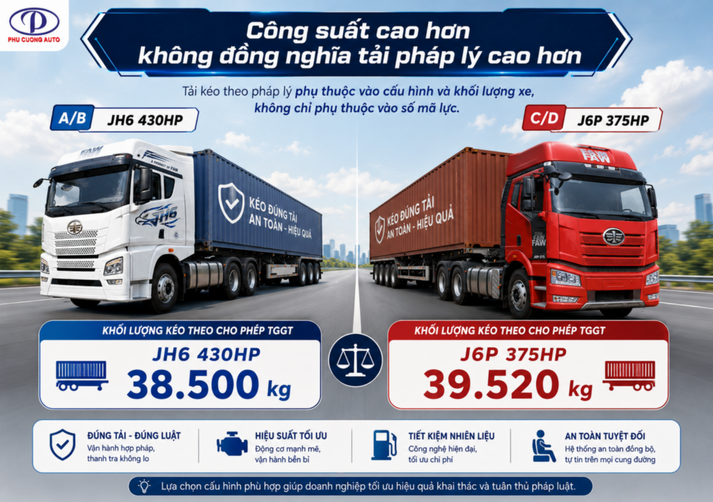 tải kéo cho phép FAW J6P 375HP và JH6 430HP