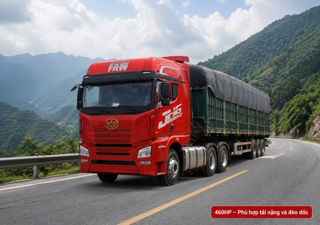 đầu kéo FAW JH6 460HP kéo hàng nặng đèo dốc