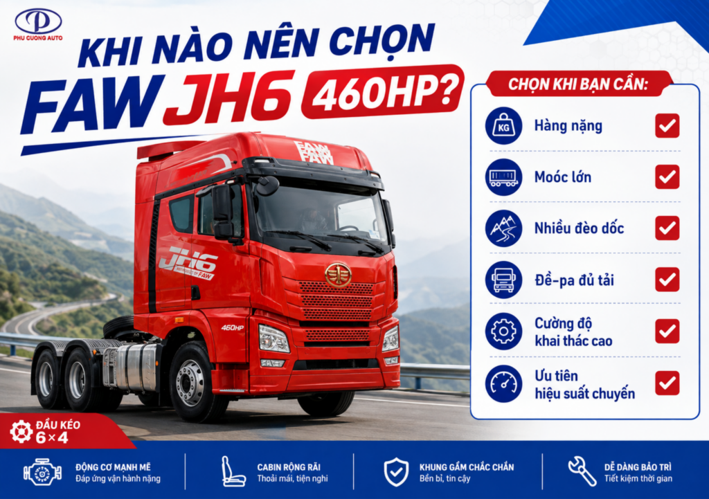 đầu kéo FAW JH6 460HP kéo hàng nặng đèo dốc