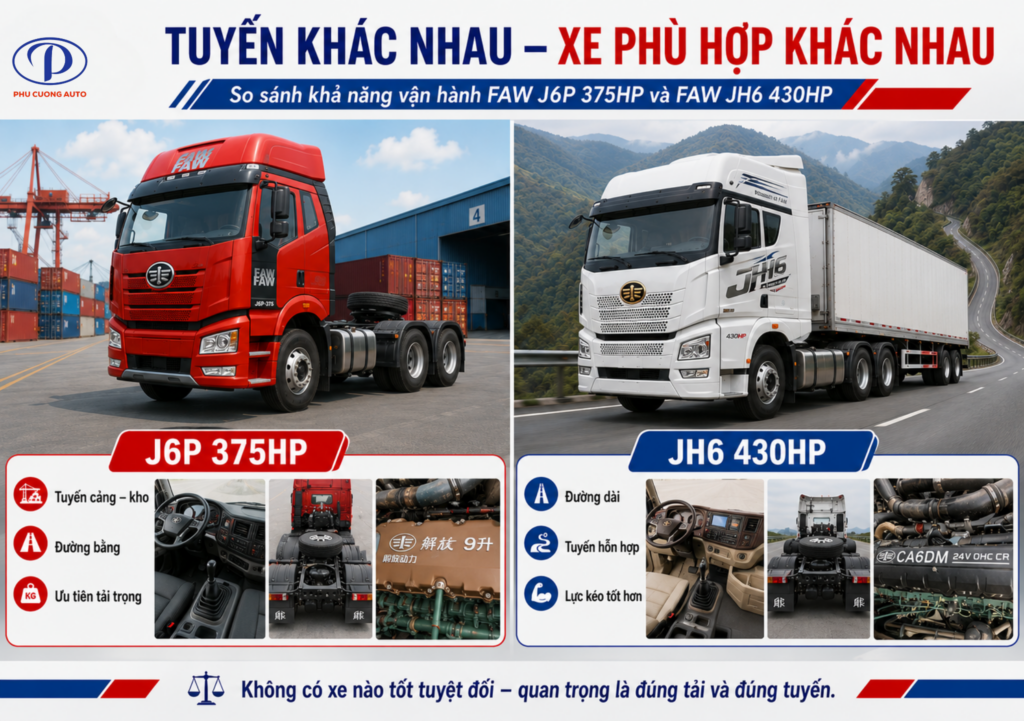 khả năng vận hành FAW JH6 và J6P 375HP