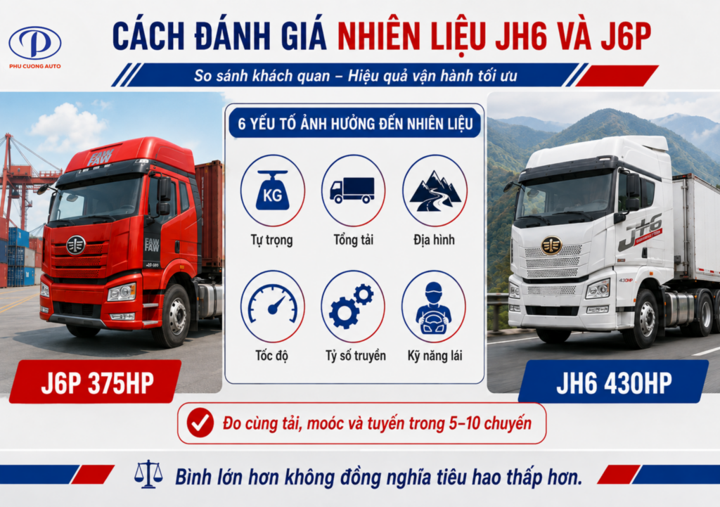 so sánh nhiên liệu FAW JH6 và J6P 375HP