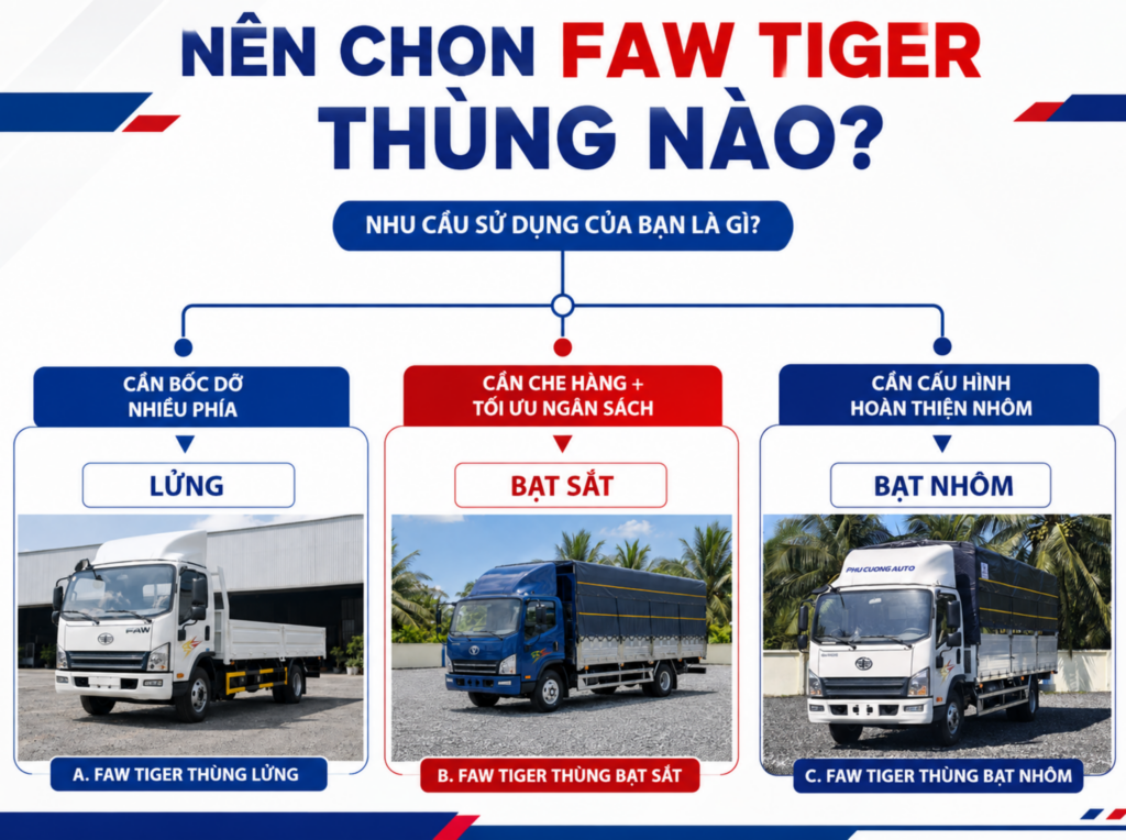 nên chọn FAW Tiger thùng lửng bạt sắt hay bạt nhôm