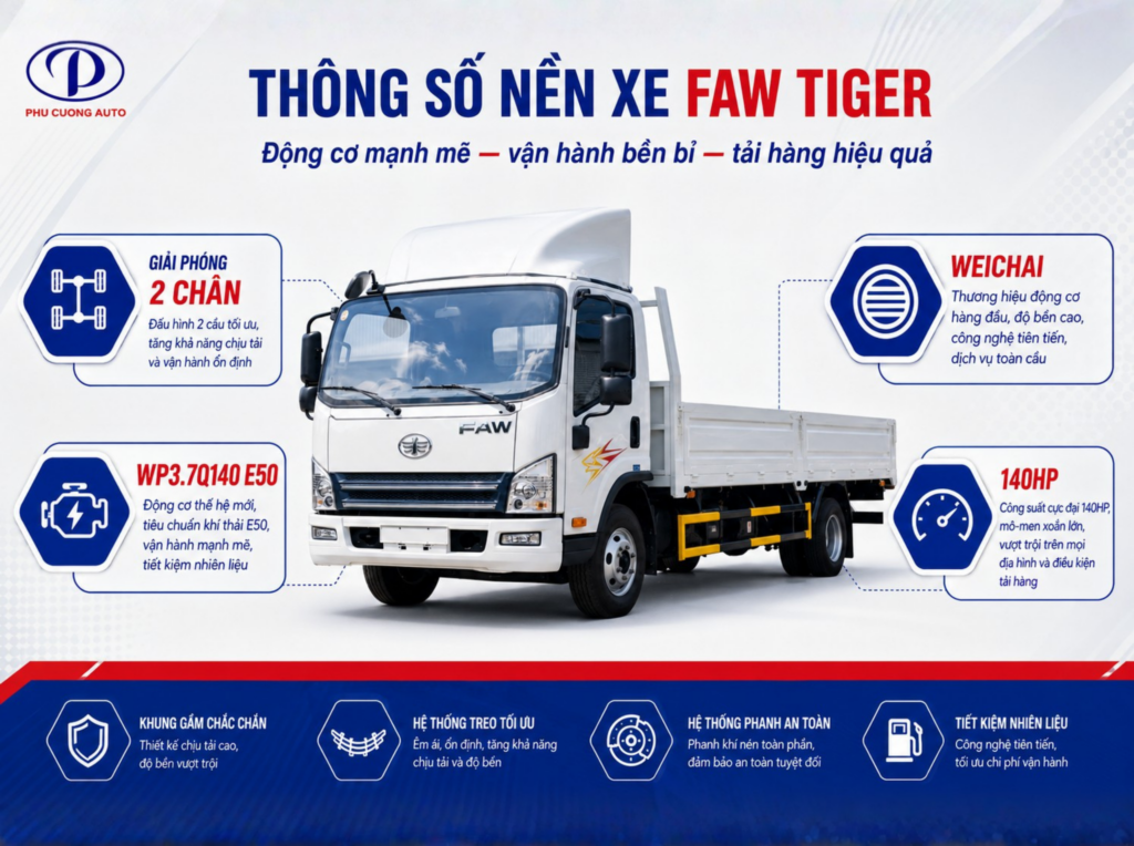 thông số nền xe FAW Tiger 140HP