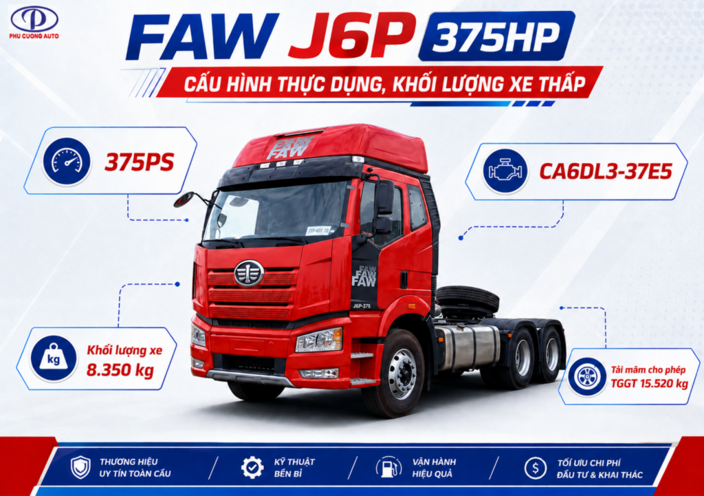 thông số đầu kéo FAW J6P 375HP