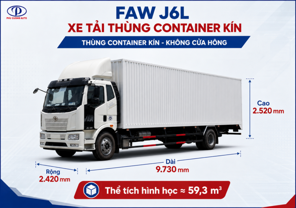 hàng hóa phù hợp xe tải FAW J6L thùng container 7.2 tấn