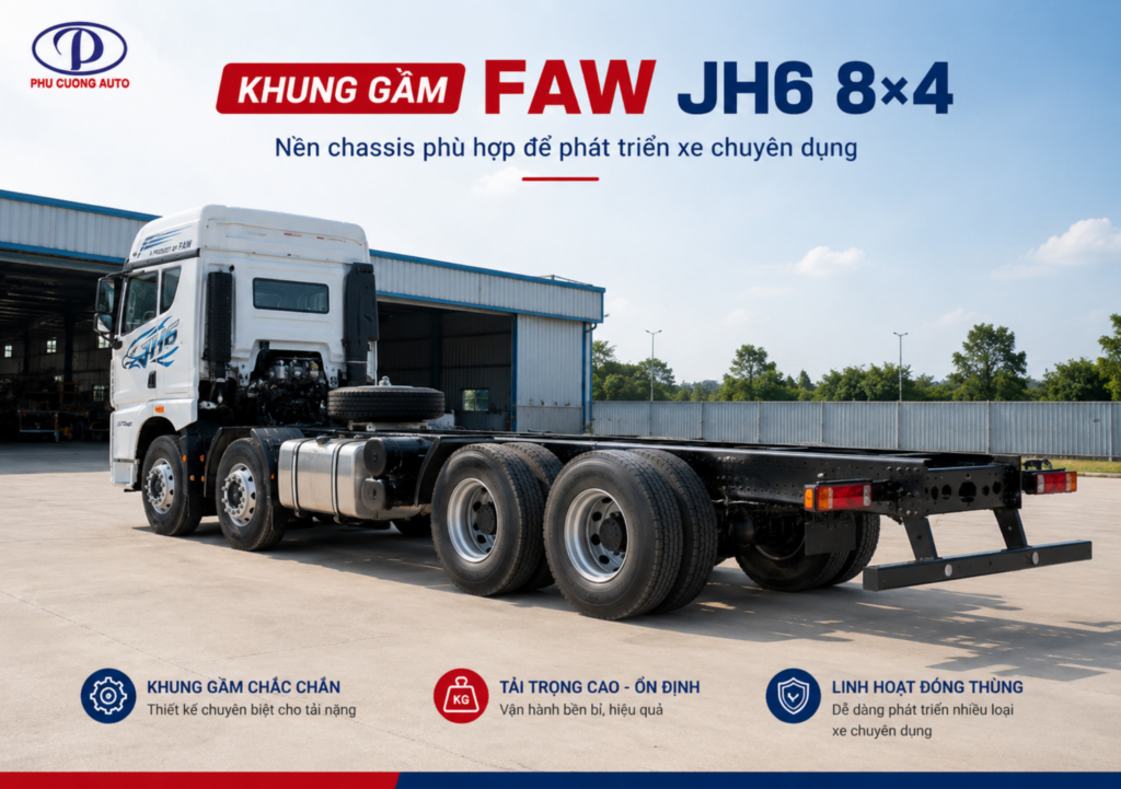 chassis FAW JH6 8x4 đóng thùng chuyên dụng