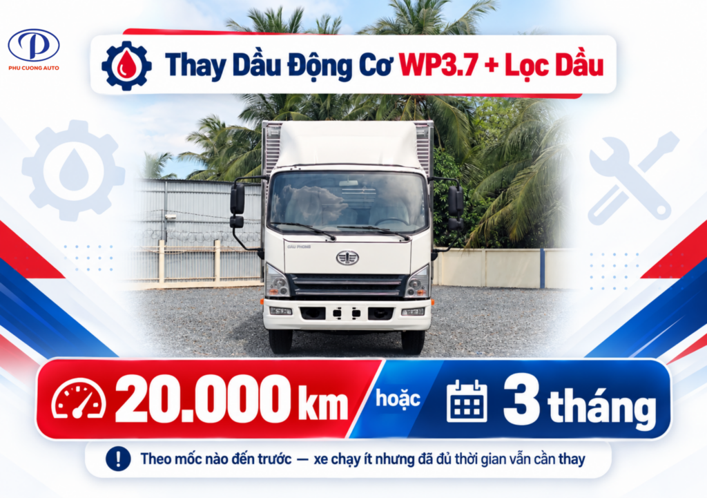 Thay dầu động cơ FAW Tiger WP3.7 20000 km hoặc 3 tháng
