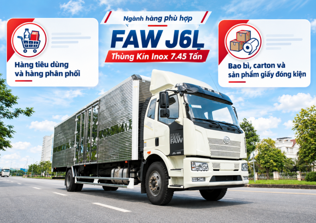 FAW J6L chở hàng tiêu dùng bao bì carton