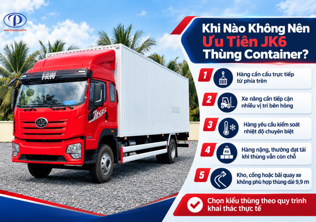 khi nào không nên chọn FAW JK6 thùng container