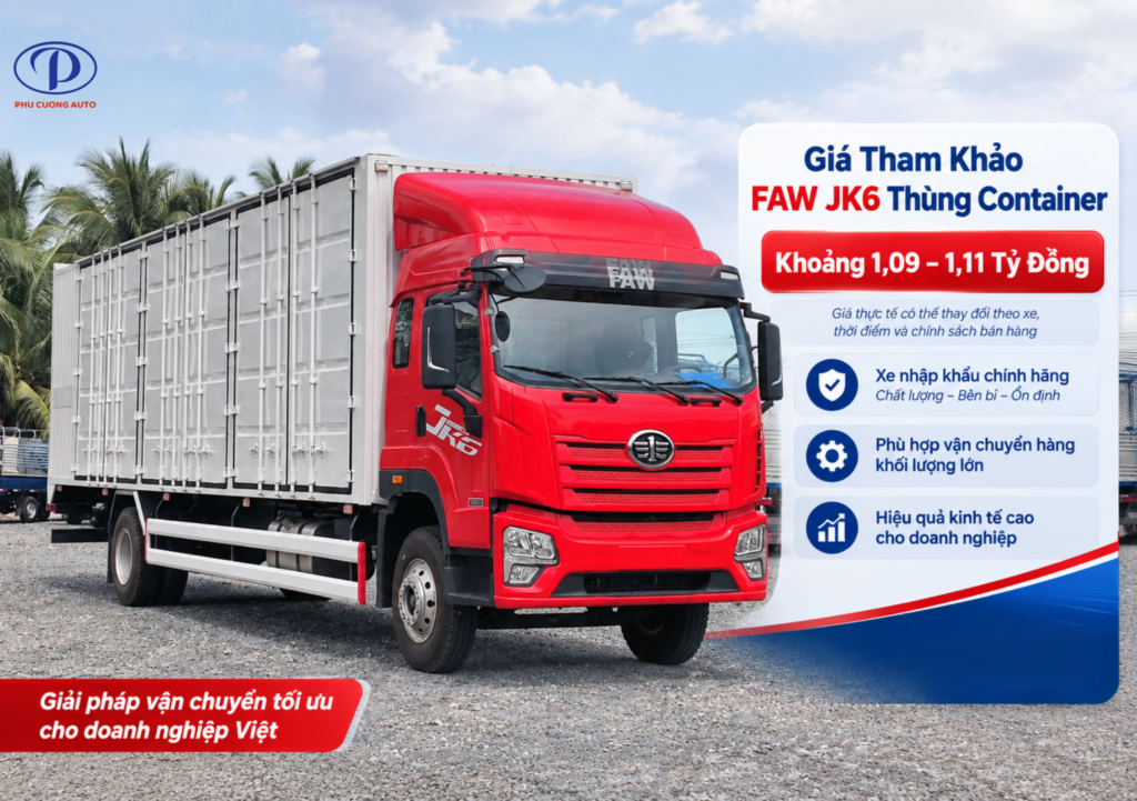 giá xe FAW JK6 thùng container 9.9M