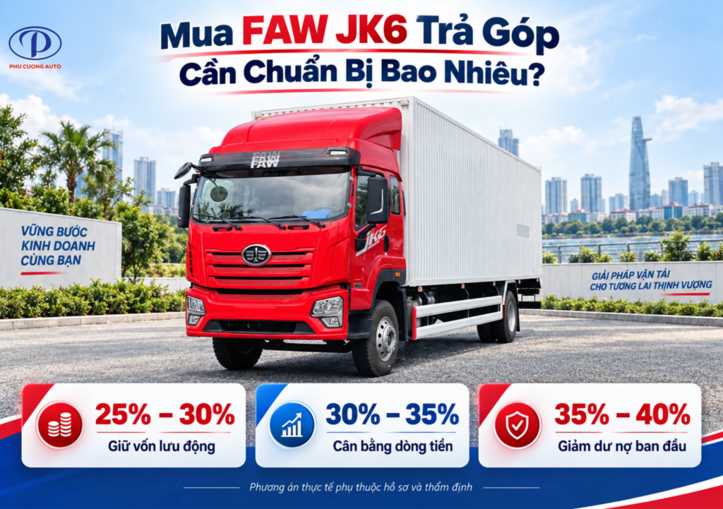 FAW JK6 trả góp trả trước 25 đến 40 phần trăm