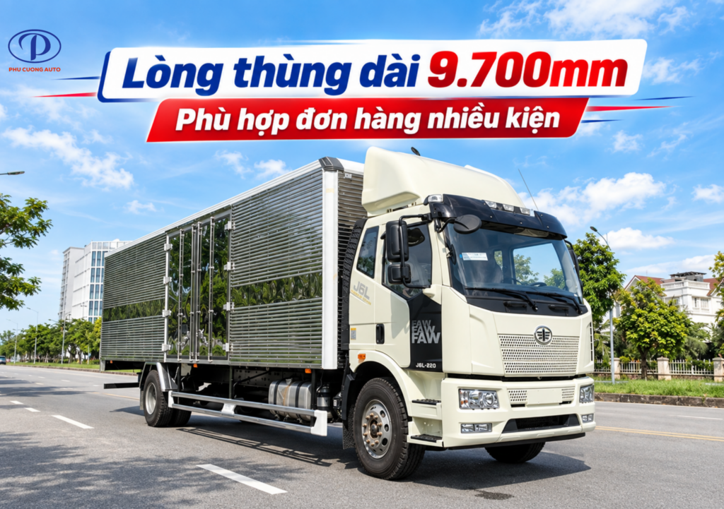 thùng dài 9.7m FAW J6L chở nhiều kiện