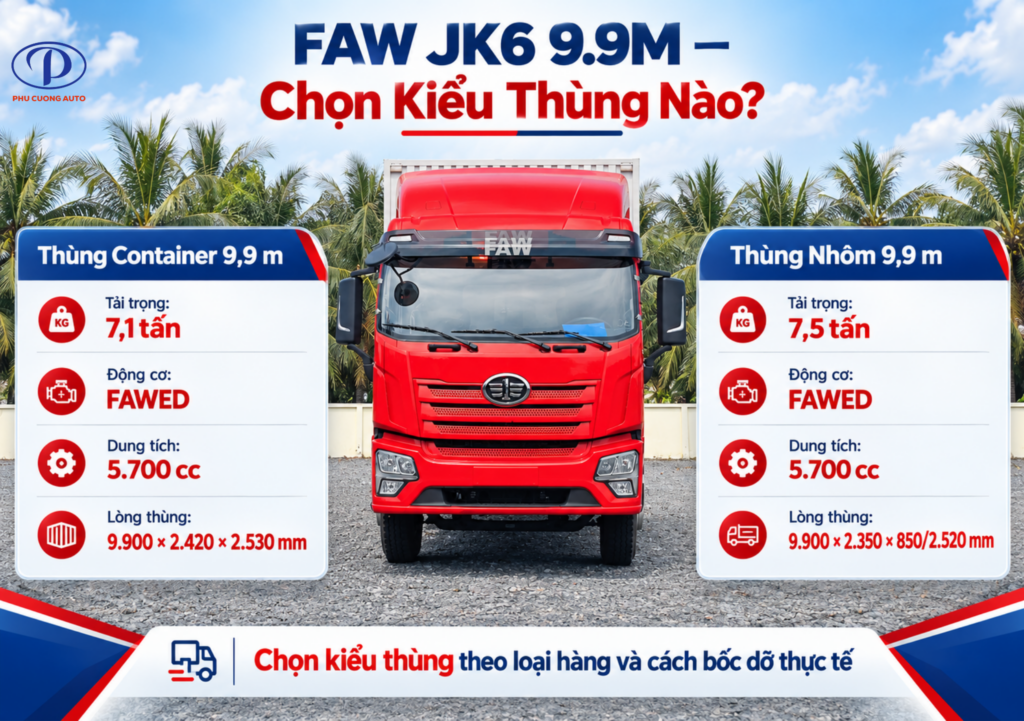 FAW JK6 thùng container và thùng nhôm 9.9M