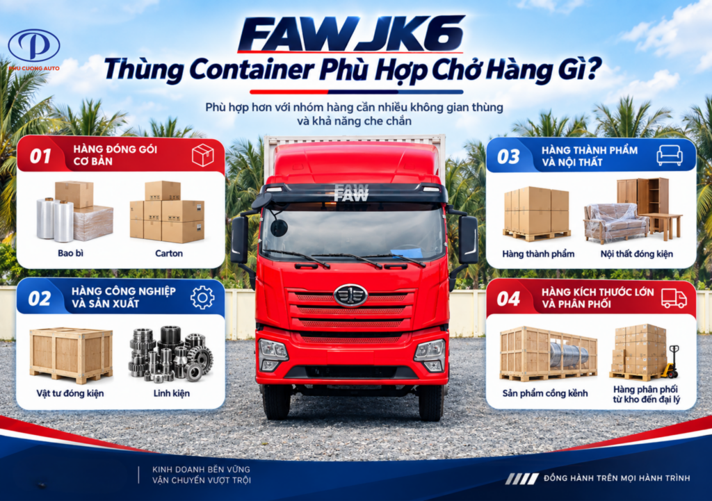 FAW JK6 thùng container phù hợp chở hàng gì